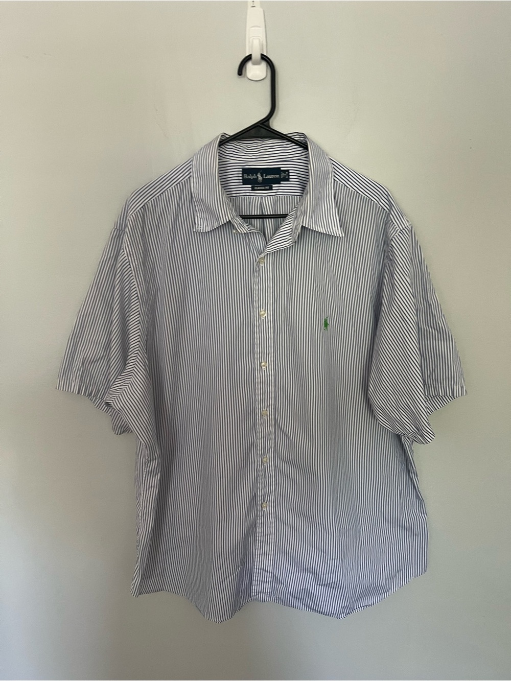 Ralph Lauren Men’s Short-Sleeve Button-Down Shirt - Blue Stripe size 18